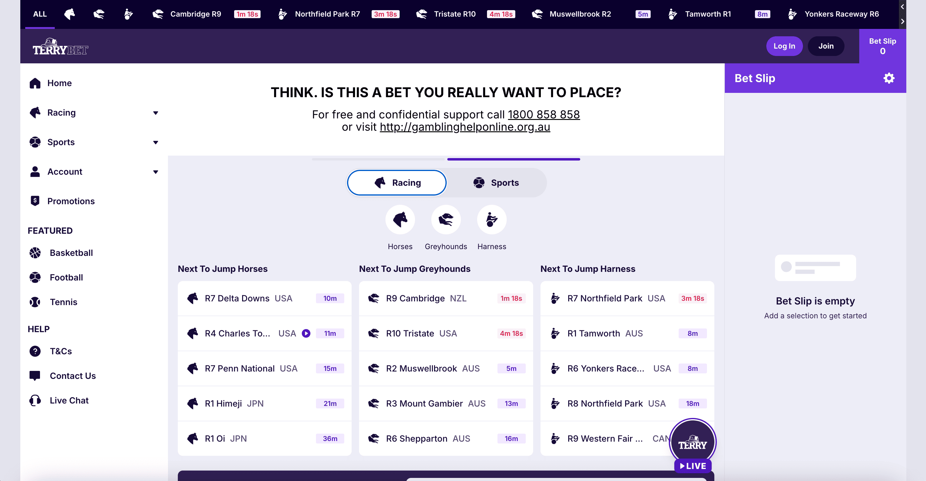 Terrybet — homepage ufficiale della piattaforma italiana